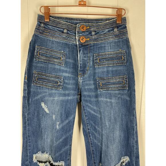 One x OneTeaspoon Womens Scarletts High Waisted Slim Leg Flared Hem Jeans SZ 26 - Picture 4 of 8